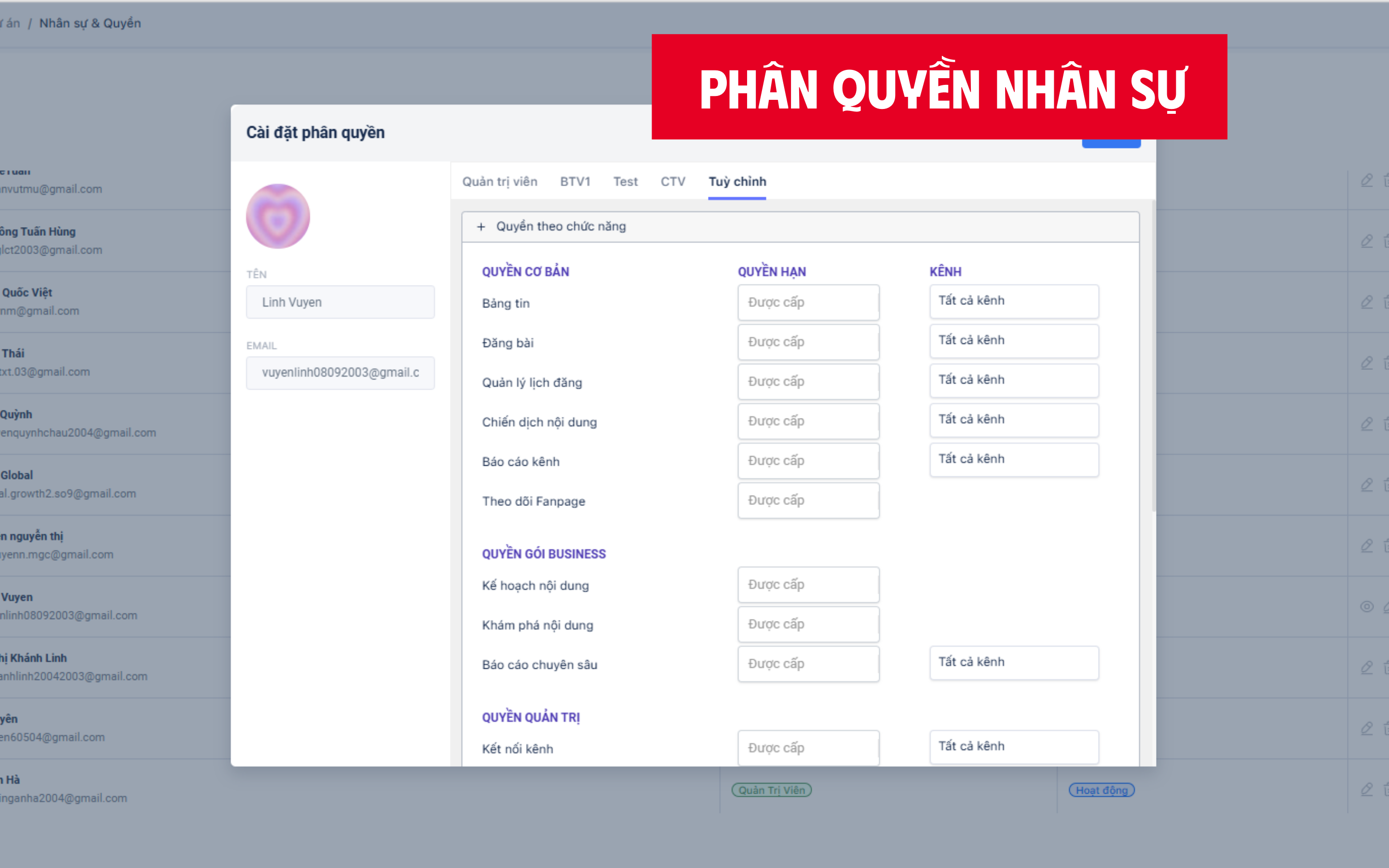 Phân quyền nhân sự