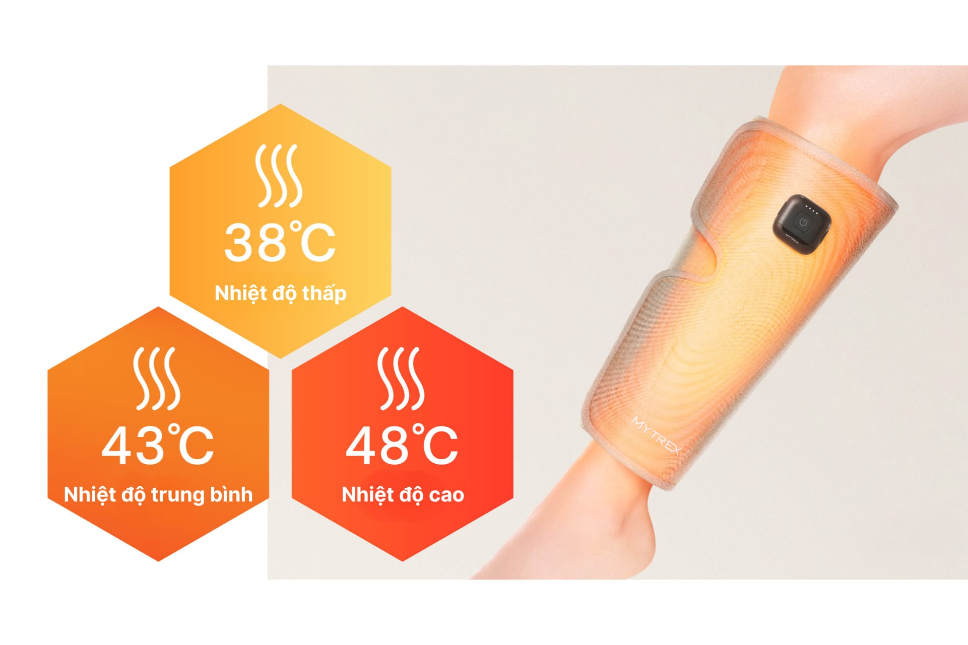 Ba mức nhiệt nhẹ nhàng làm ấm các cơ cứng