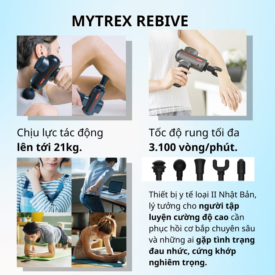 Máy giãn cơ Mytrex Rebive – thiết kế thông minh tiện lợi