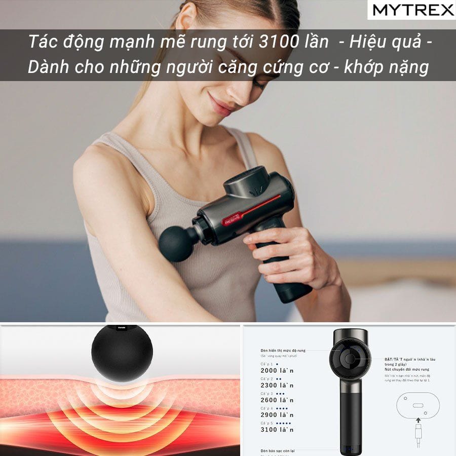 Máy giãn cơ Mytrex Rebive – nhiều chế độ và tốc độ tùy chỉnh